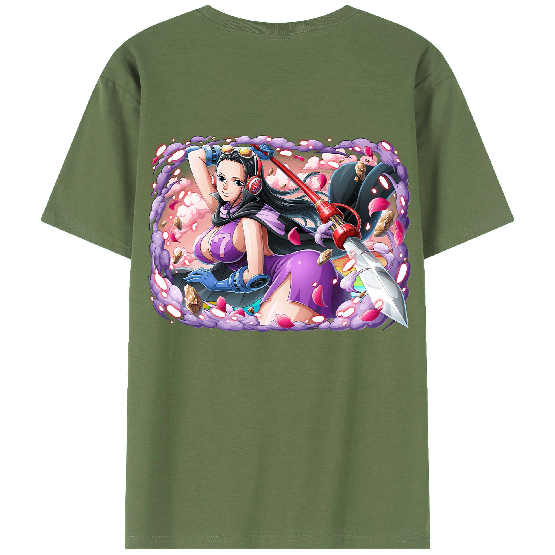 ワンピース ニコ・ロビン ONE PIECE Nico Robin 綿100％ メンズ半袖Tシャツ（バックプリント） 通気性